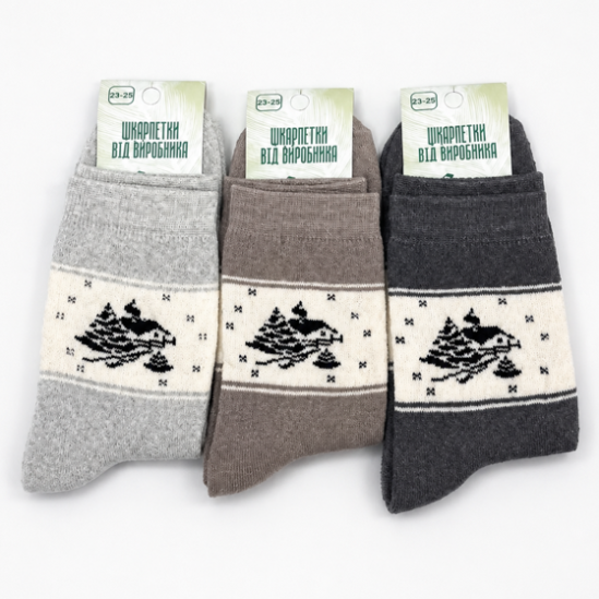 Шкарпетки жіночі класичні повна махра Winter Style світле асорті (Зимові) Варос