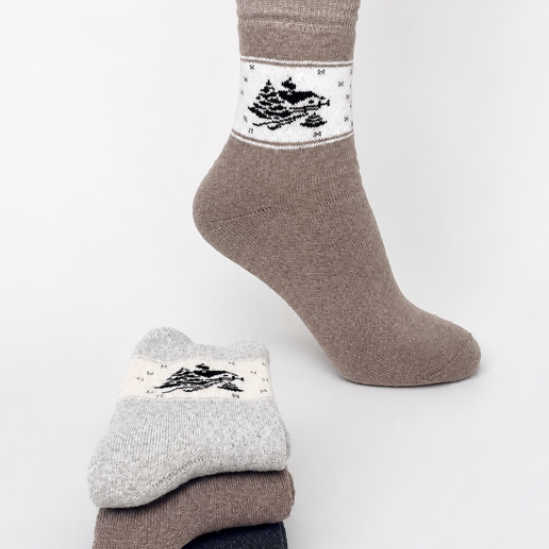 Шкарпетки жіночі класичні повна махра Winter Style світле асорті (Зимові) Варос